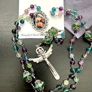 Rosary - Catholic 5 Decade Fluorite and silver